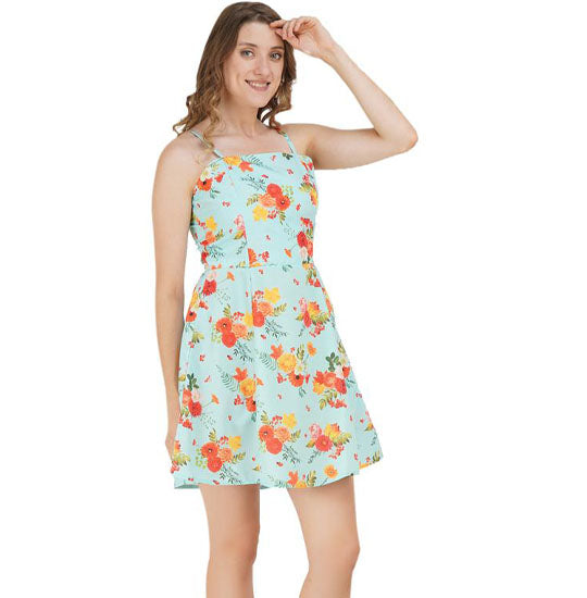 Elchic Blue A-Line Floral Mini Dress