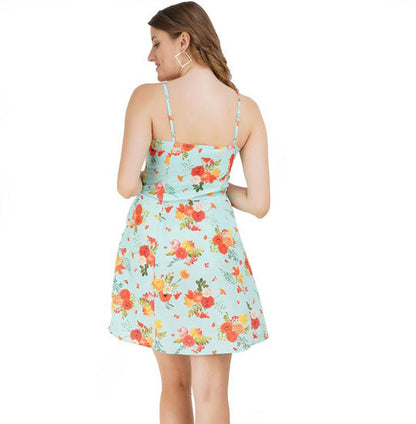 Elchic Blue A-Line Floral Mini Dress