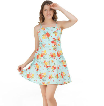 Elchic Blue A-Line Floral Mini Dress