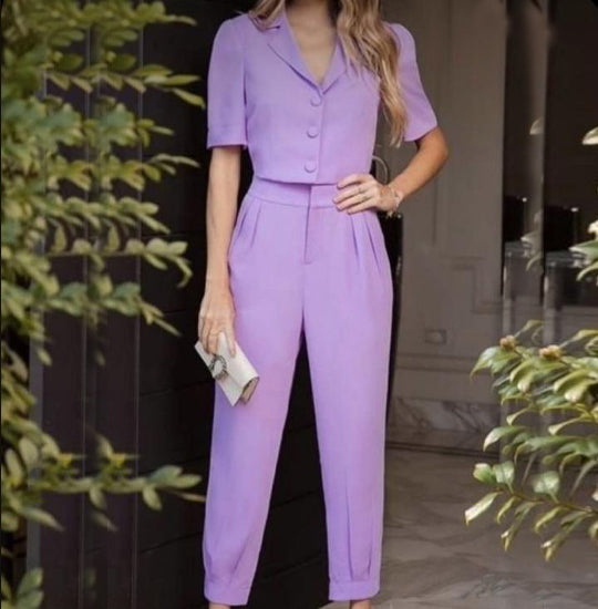 Purple Power Suit with Shirt and Pant Co-ord Set