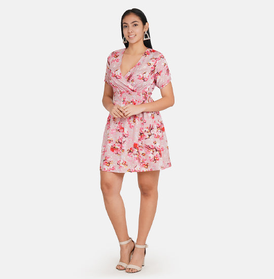 Elchic Pink Floral Print Fit & Flare Dress