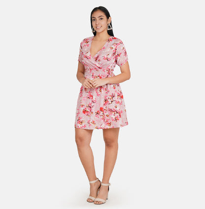 Elchic Pink Floral Print Fit & Flare Dress