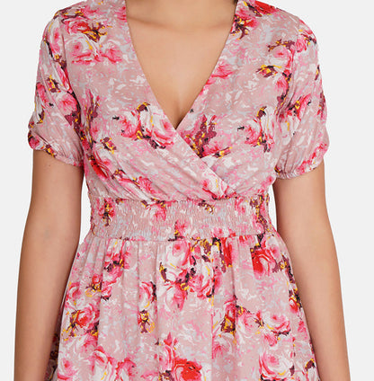 Elchic Pink Floral Print Fit & Flare Dress