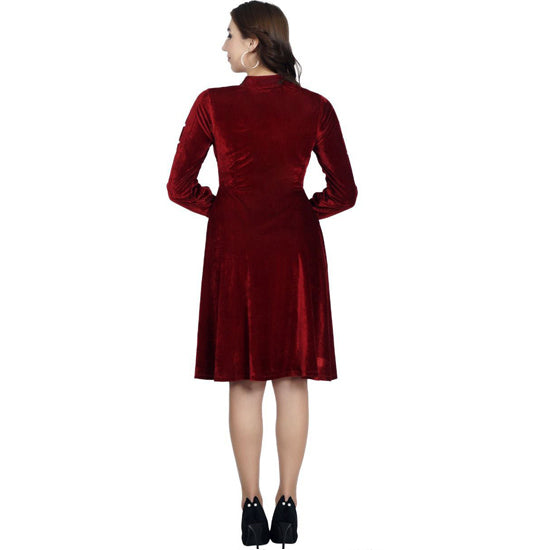 Elchic Red Velvet Fit & flared Chic Dress