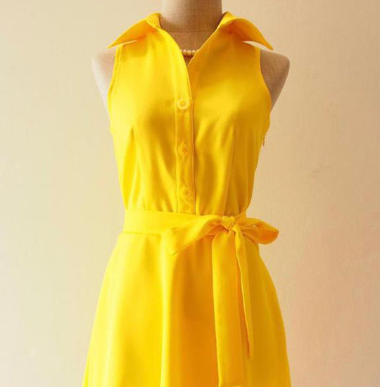 Elchic Yellow Solid Casual Dress