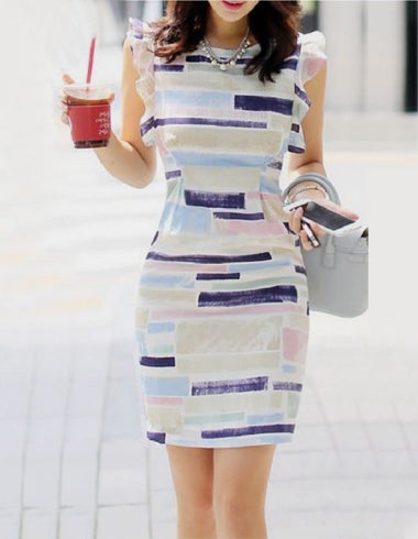 Elchic Abstract Print Ruffled Dress