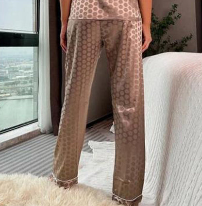 Polka Self Design Satin Night Suit