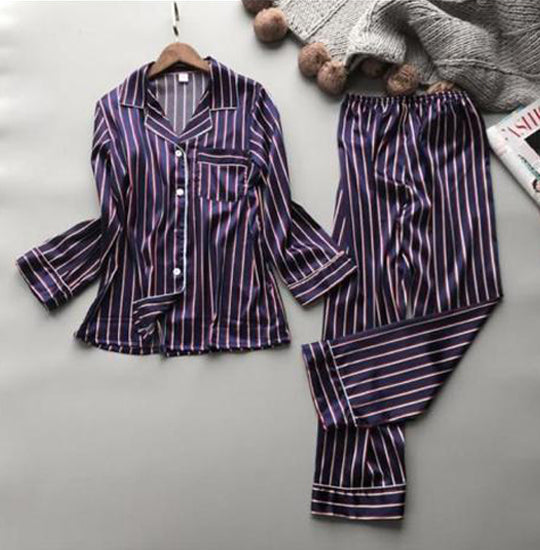 Striped Satin Night Suit