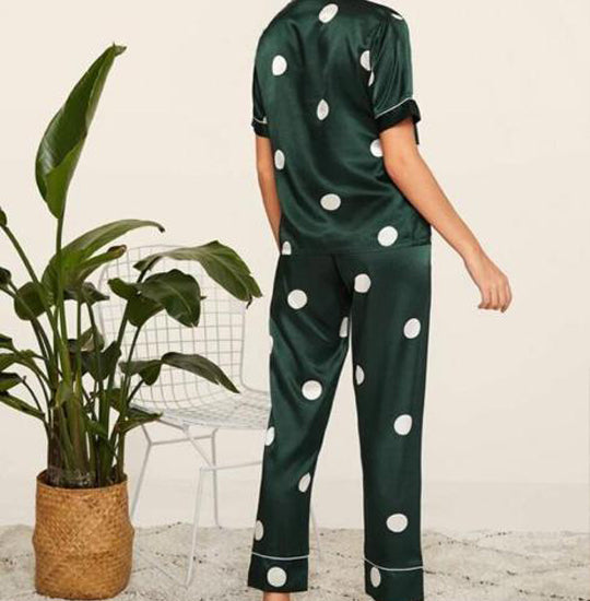 Polka Dot Satin Night Suit