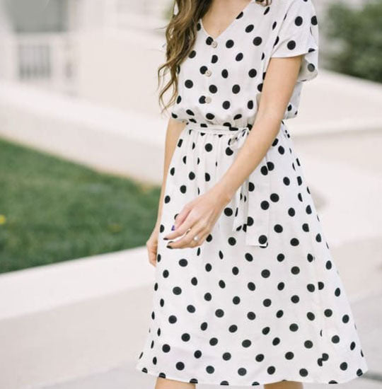 Polka Dot Bell Sleeves A-line Trendy & Casual Summer Dress