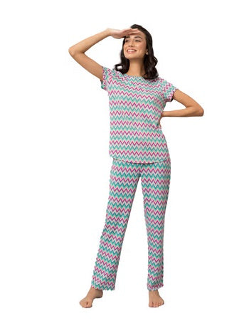 Alpine Peaks Stripe Top & Pajama Night Suit