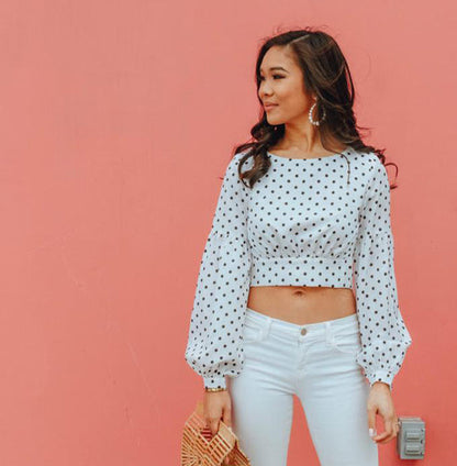 Printed Polka Dots Crop Top