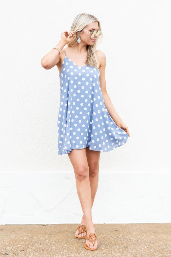 Elchic Polka Dot Blue and White Mini Dress