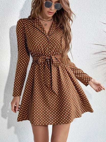 Elchic Polka Dot A-line Belted Dress