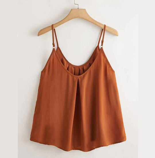 Brown Solid Tank Top