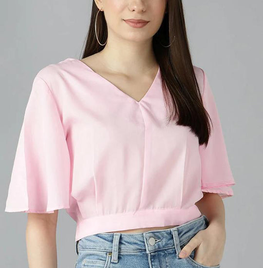 Elchic Pink Solid Crop Top