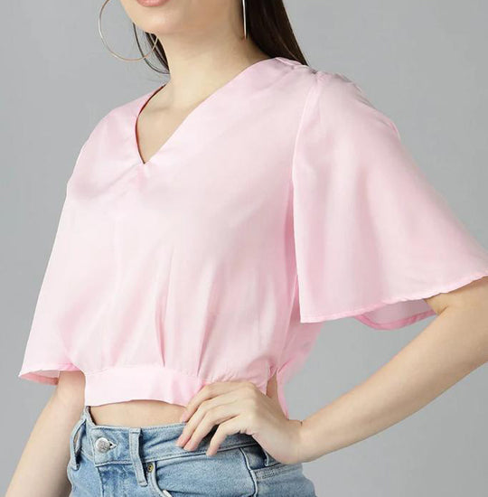 Elchic Pink Solid Crop Top