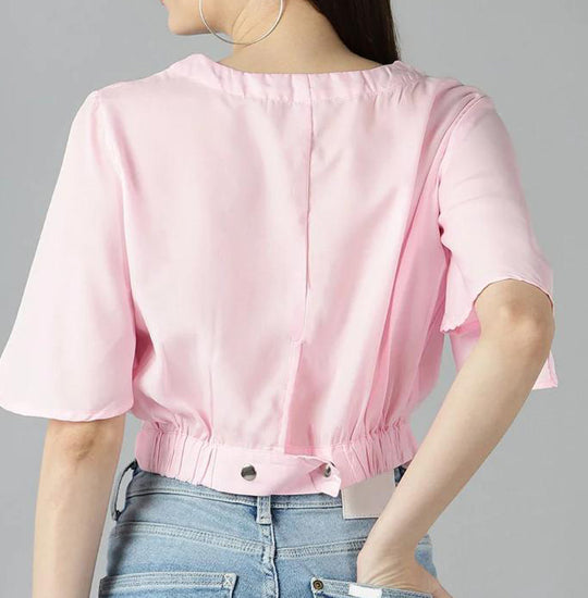 Elchic Pink Solid Crop Top