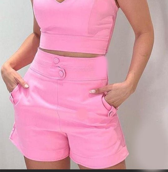 Flirty Pink Ruffled Top and Shorts Co-ord Set