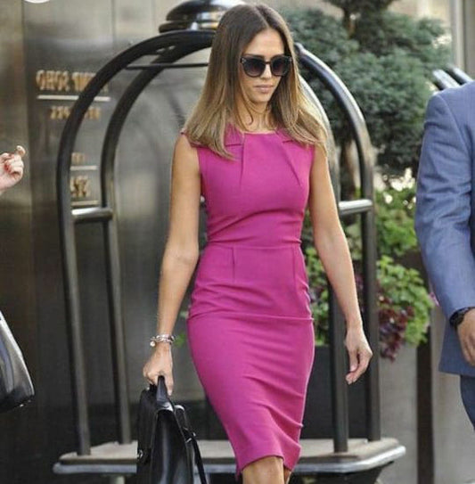 Elchic Pink Solid Bodycon Dress