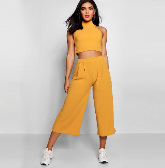 Yellow solid Co-ord Set