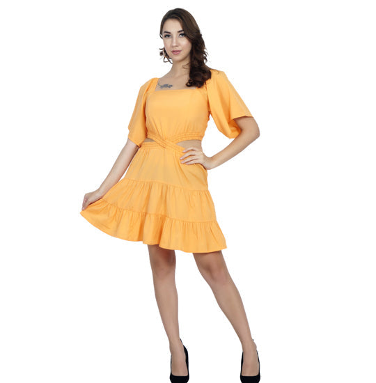 Elchic Cut-out Orange Flared Dress