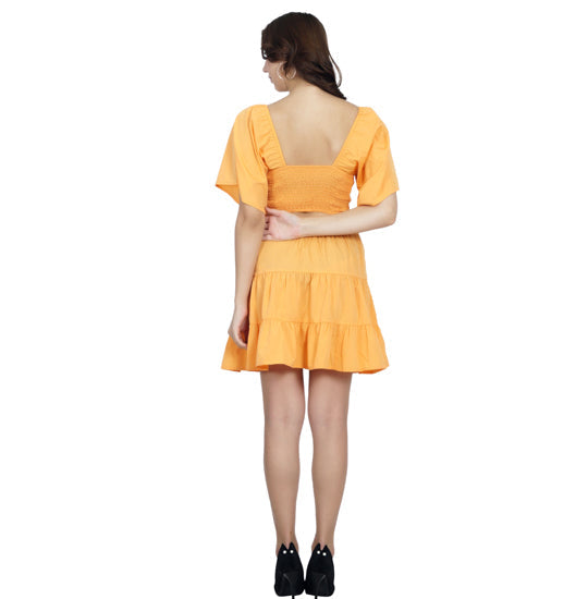 Elchic Cut-out Orange Flared Dress