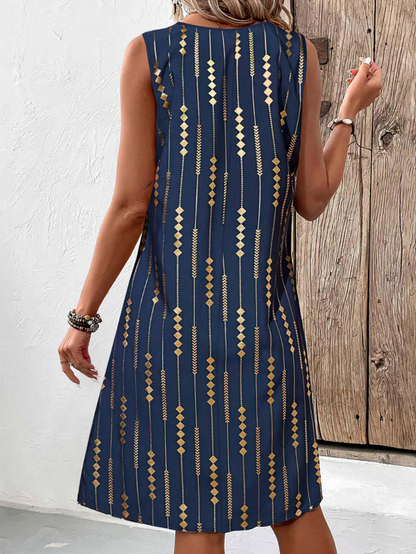 Elchic A-line Midi Dress with Geometric Prints