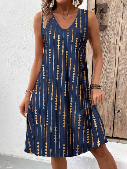 Elchic A-line Midi Dress with Geometric Prints