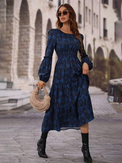 Elchic High Waist Smock Dress with All Over Print