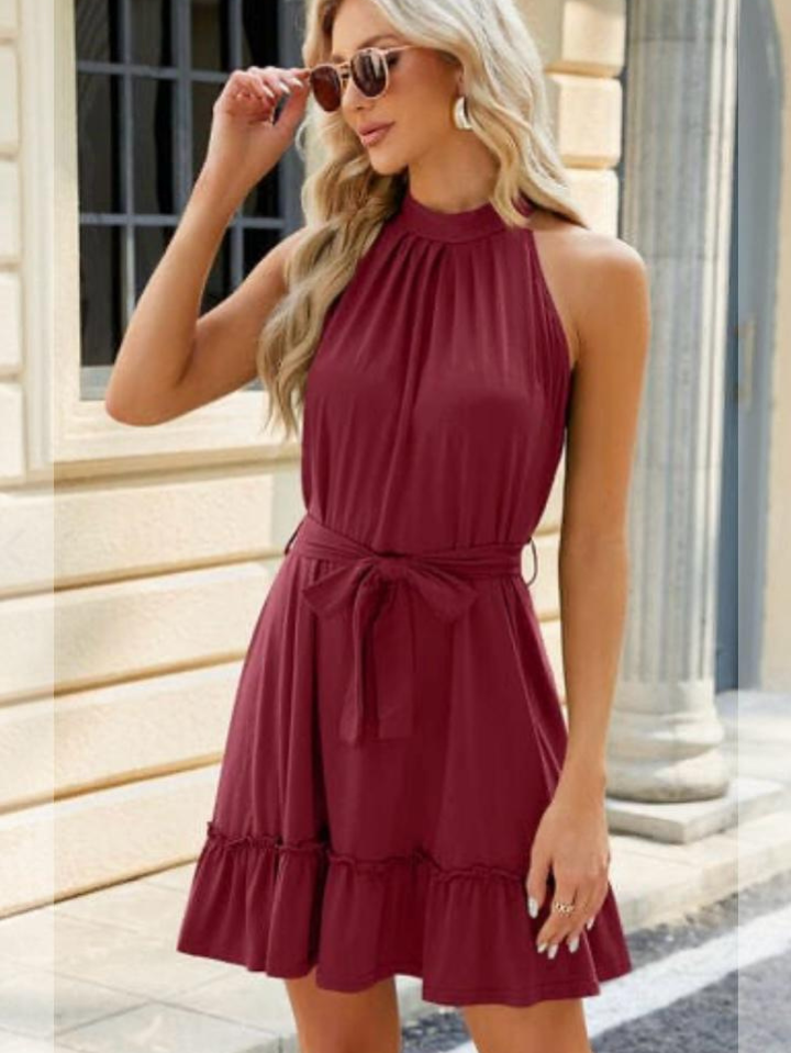 Elchic Sleeveless Halter Neck Mini Dress