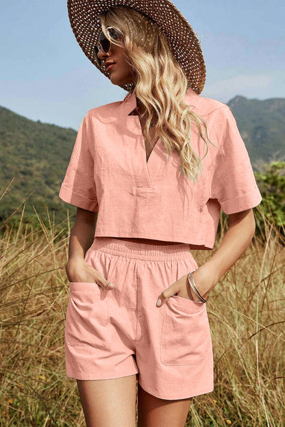 Elchic Relaxed Chic Crop Top and Comfort Elastic Shorts Set