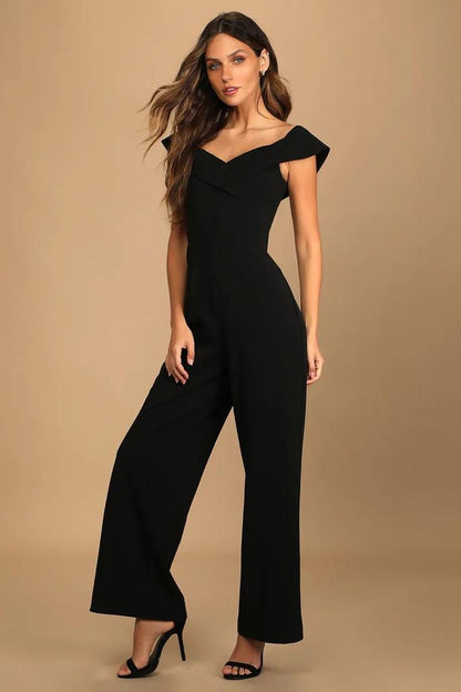 Off Shoulder Wide-Leg Glamour Black Jumpsuit