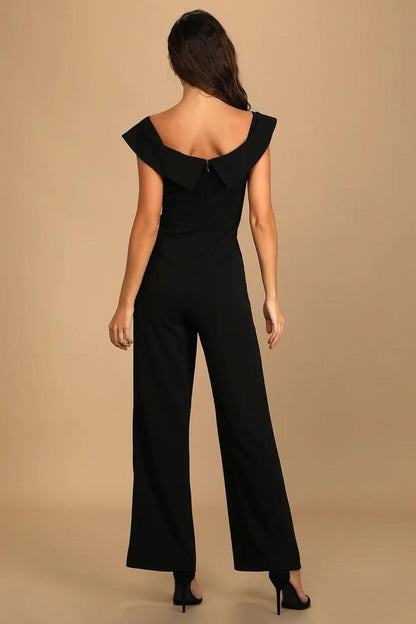 Off Shoulder Wide-Leg Glamour Black Jumpsuit