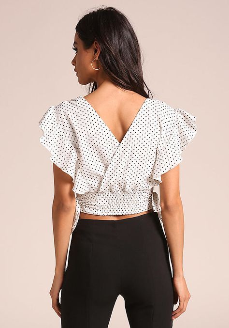 Elchic Ruffle Sleeves Polka Dot Top