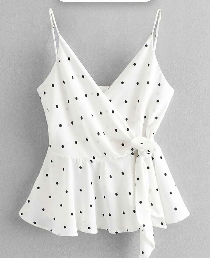 Elchic Polka Dot High Waist Ribbon Top